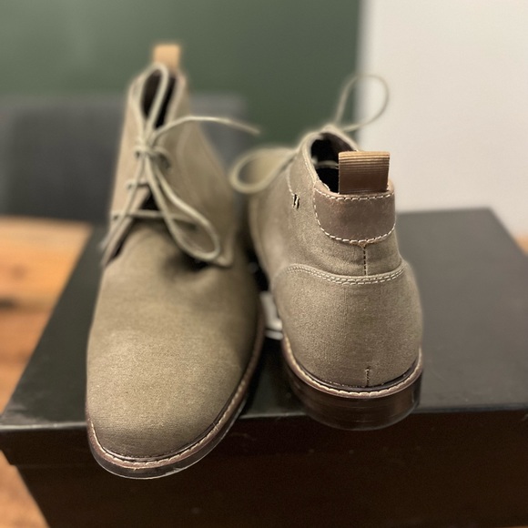 B2 (Browns) Army Green Denim Mens Dress Boots - Picture 3 of 5